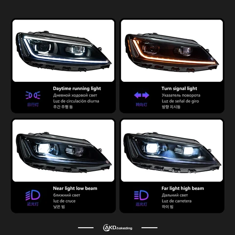 Модель автомобиля AKD для Volkswagen Jetta Mk6 фары 2011-2018 B8 проектирование светодиодный DRL динамический сигнал дальний и ближний свет