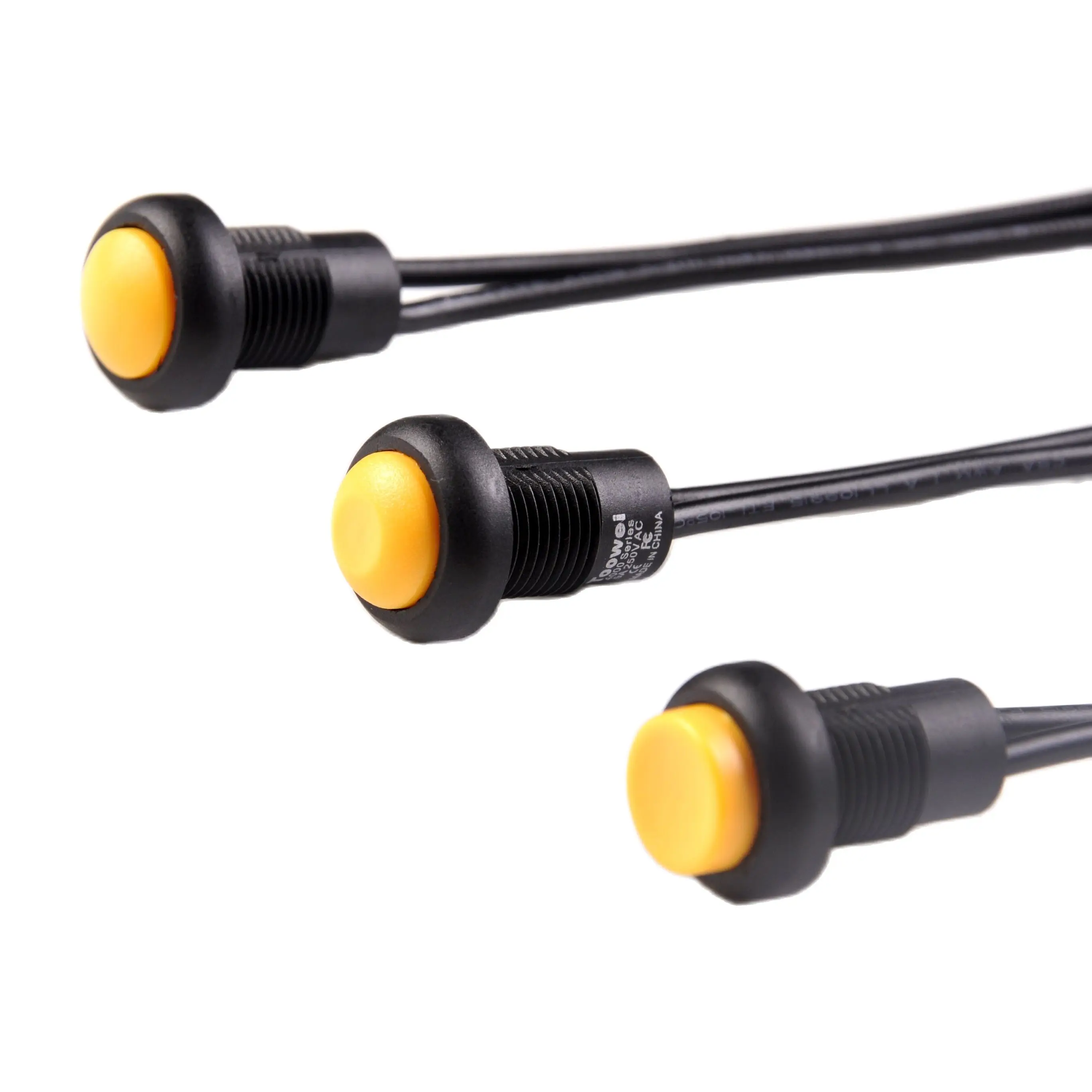 

Toowei IP67 Round Plastic Welding Miniature Push Button Switch 12mm 3A Yellow Momentary for Bell Toowei IP67 Round Plastic Weldi