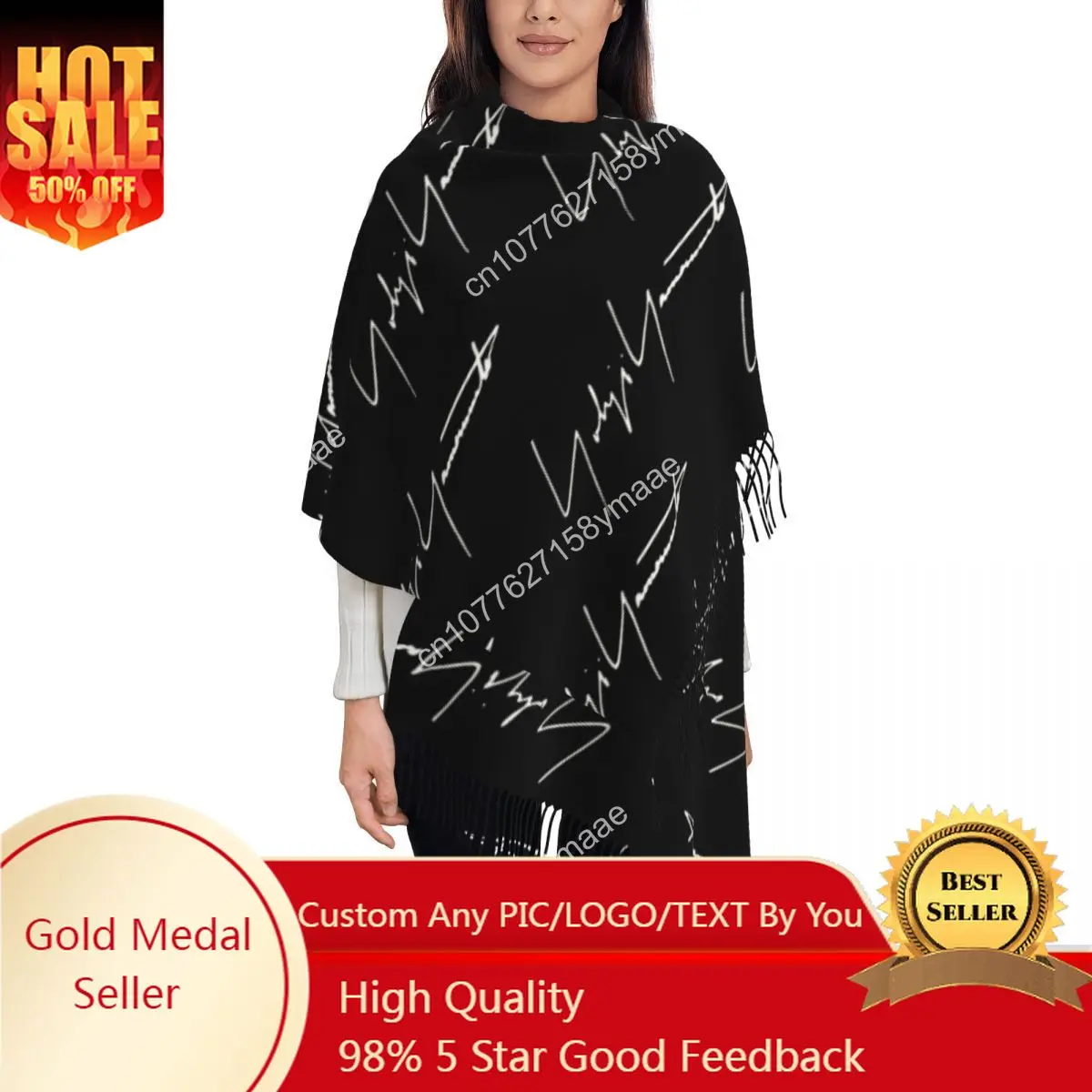 

Custom Egyptian Women's Tassel Scarf Yohji Yamamoto Long Super Soft Shawl and Wrap Y-3 Y3 Daily Wear Pashmina Scarves