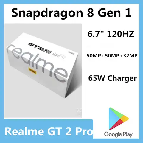 Оригинальное зарядное устройство Realme GT2 Pro GT 2 Pro 5G Snapdragon 8 Gen 1 Android 12,0 OTA 6,7 "120 Гц 50,0 МП сканер отпечатка пальца 65 Вт