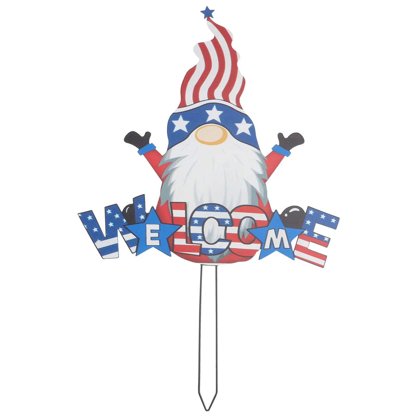 

Gnome Garden Day Yard Sign Signs Stakes Patriotic Usa Iron Independence Memorial Gnomes Dwarf Veterans Lawn Ornament Statue