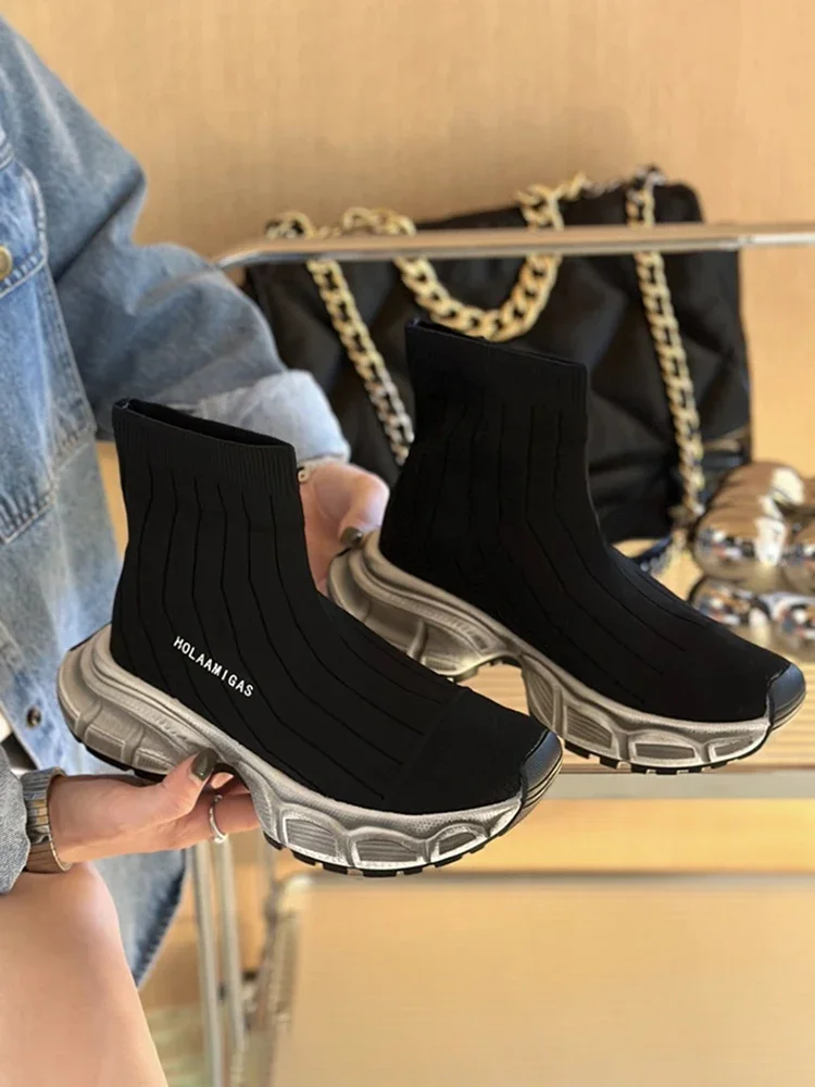 Женские высокие кроссовки теннисные туфли Тканевая обувь на платформе