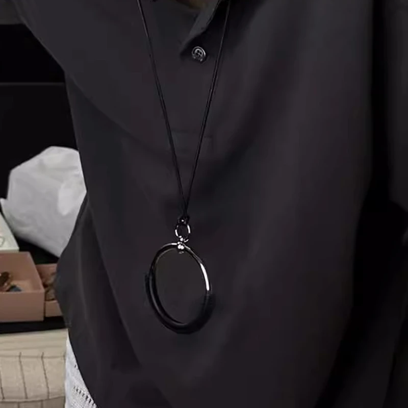 Модное простое серебряное ожерелье с геометрическим кругом и подвеской для