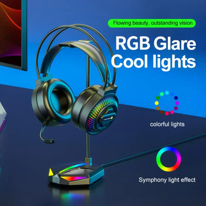 

RGB Подставка для наушников, геймерская креативная вешалка для гарнитуры, настольный держатель для наушников, многофункциональный кронштей...