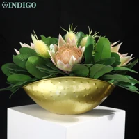1 set centerpiece protea cynaroides bonsai with pot tea rose artificial flower table flower arrangment party event indigo