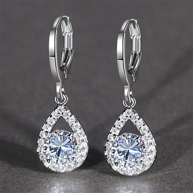 

New Simple Micro-encrusted Diamond Water Drop Ear Buckles, Niche Design, Fashionable Temperament, Long Face and Thin Earrings