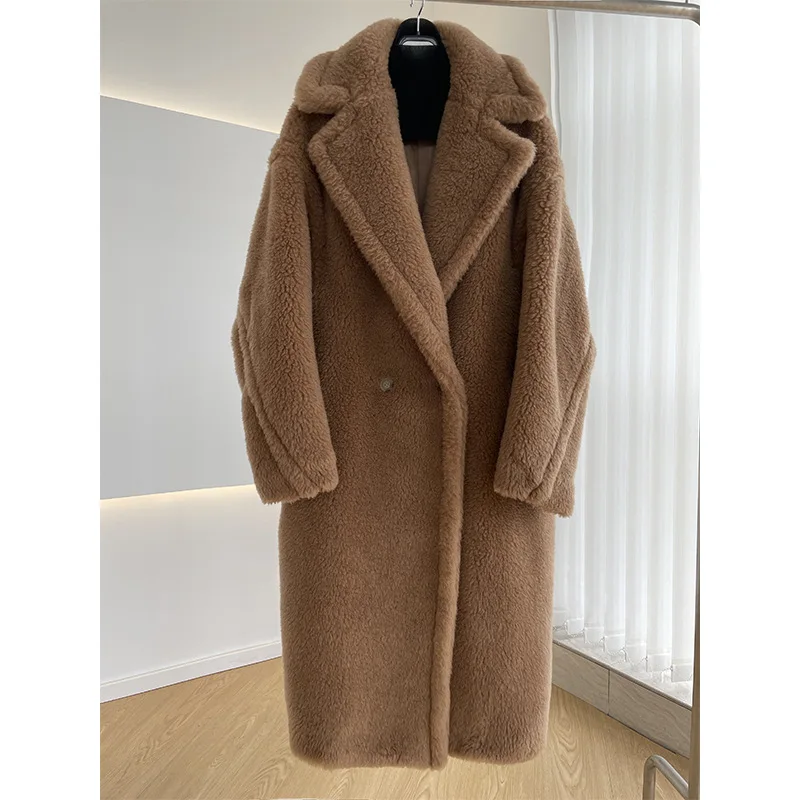 Spring and Autumn women's fashionable teddy bear coat, natural wool particles, a variety of colors to choose fWomen's Mid-Length