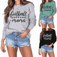 new autumn and winter fashion simple retro round neck top long sleeve footballmama letter printing casual loose sweater
