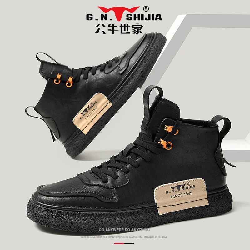 

High quality Bull Aristocratic Family Men's Casual High Top Martin Boots Summer New Shoes Fashion Versatile Leather Workwear