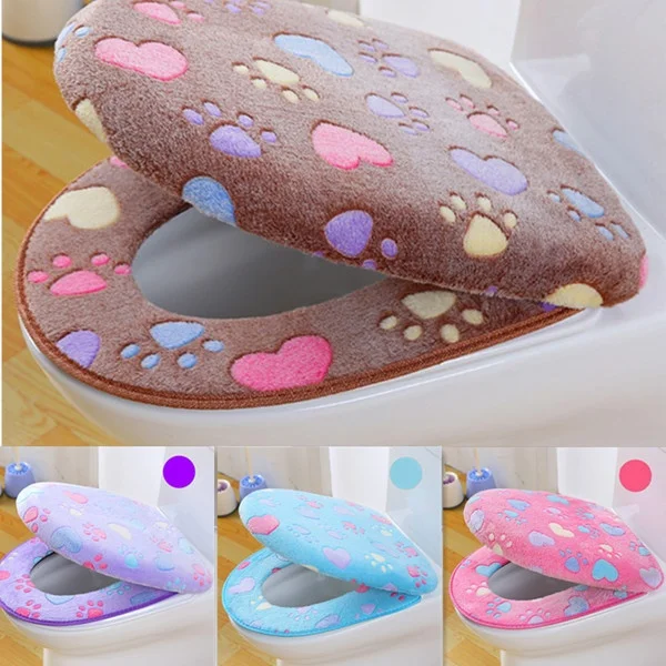

Thick Coral velvet toilet Seat Cover Set soft Warm One / Two-piece toilet Case Waterproof Bathroom WC Cover