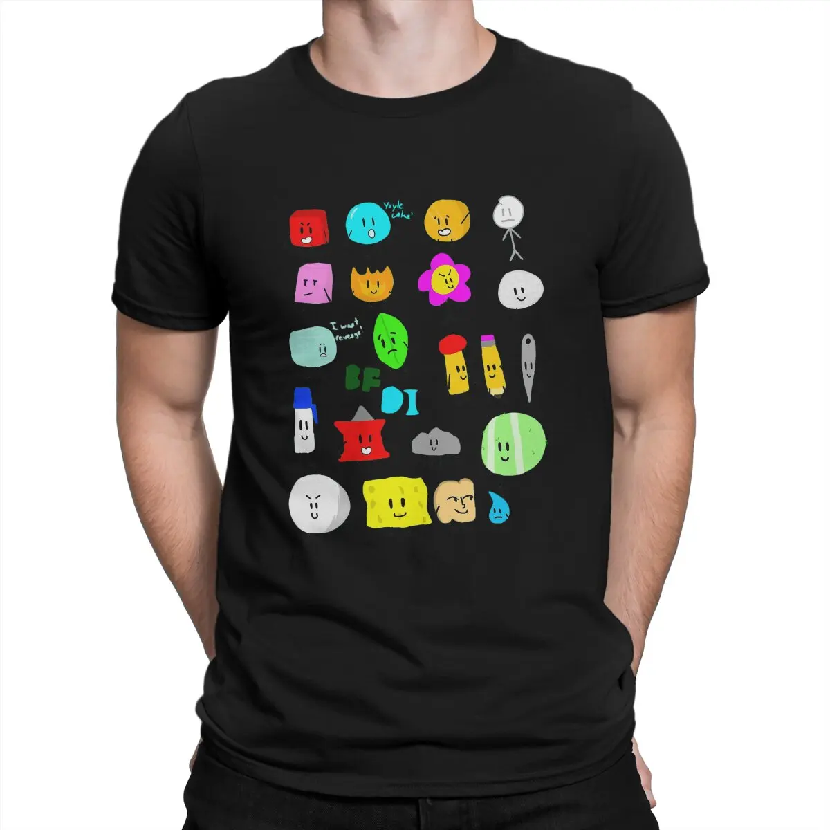 Characters Essential  Men T Shirt Battle for Dream Island BFDI 4 and X Humor Tees  Crewneck T-Shirts 100% Cotton Graphic Clothes