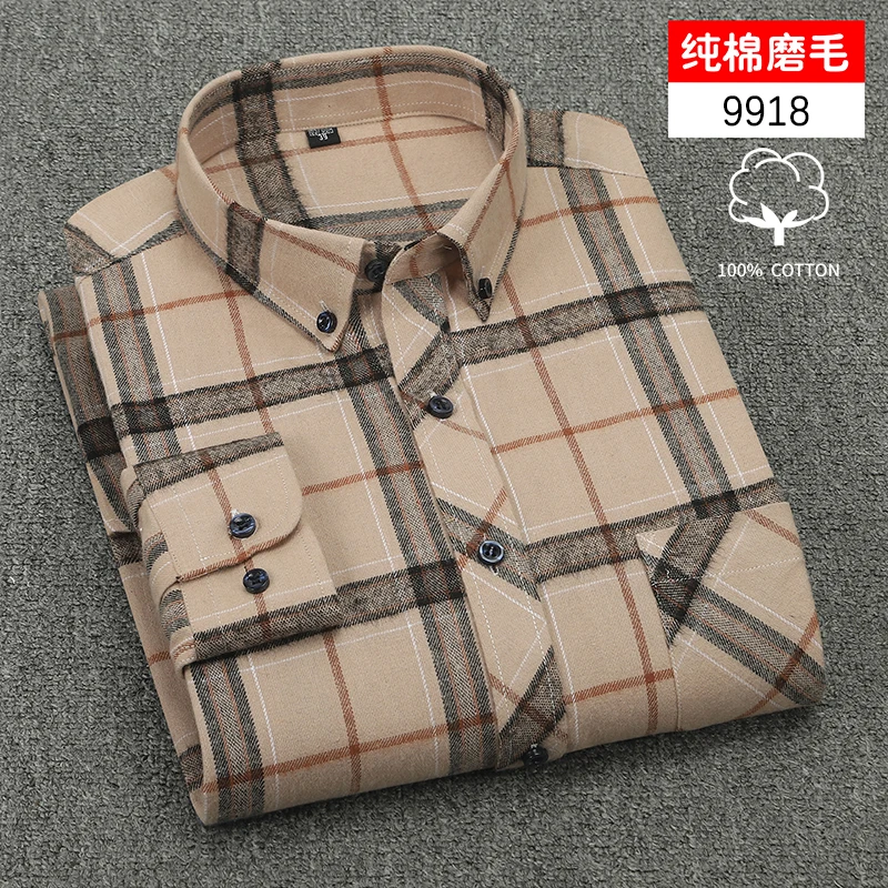 

2023 Four Seasons High Quality New All-cotton Wool Can Be Used As A Fashion Coat Young Middle-aged Cotton Checkerboard Shirts