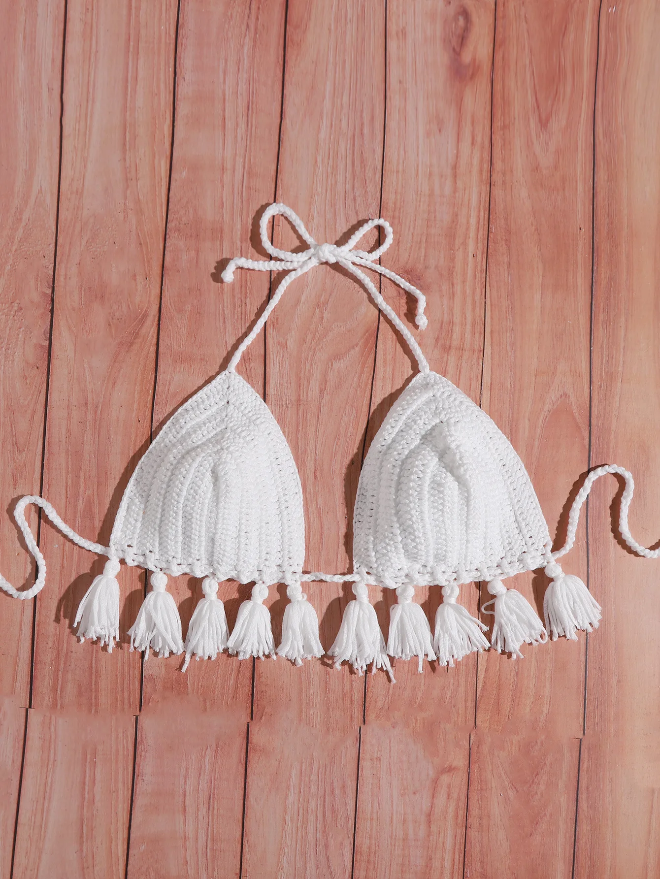 

2022 Holiday Style Top Vest Bikini Fringe Summer Sexy Beach Hand Crochet Solid Color Slim Casual Women Swimsuit