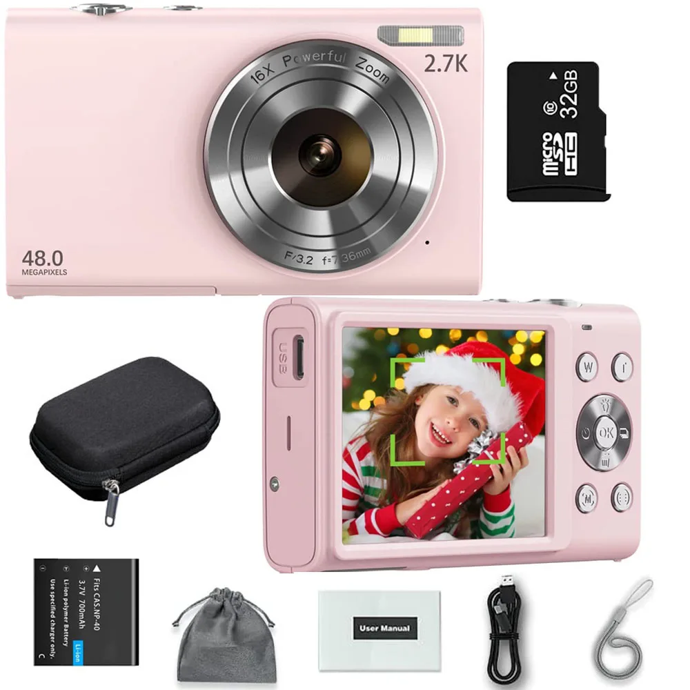 2.7K Digital Camera Autofocus Vlogging Camera HD 48MP with 2