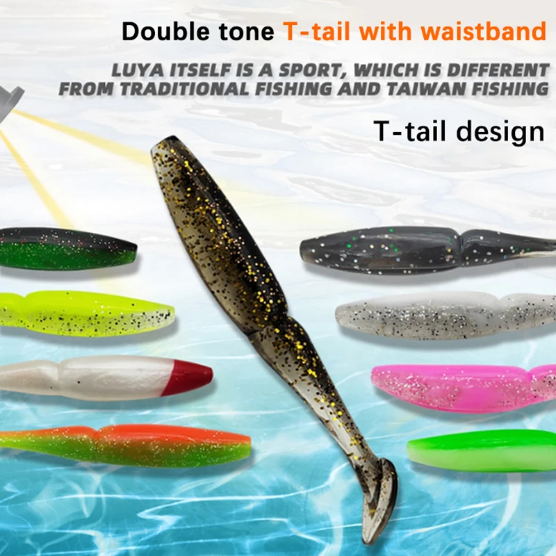 

Luya Bait Soft Bait T Tail 10Cm Fake Bait Biomimetic Soft Bait 9.7G Crank Hook Simulation Fish Hook Bait 1pc