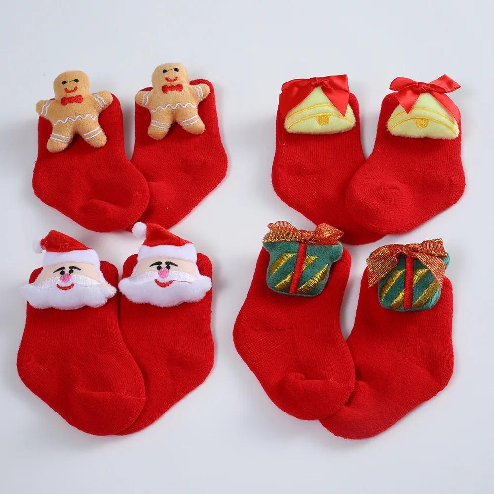 

Merry Christmas Baby Cute Cartoon Doll Thermal Home Stocking 2022 Winter New Gift Warm Terry Long Socks for Kids Accessories