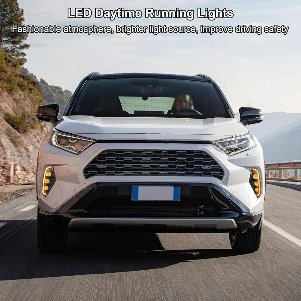 Фото Автомобильные светодиодные дневные ходовые огни XOYO, подходящие для Toyota Rav4 Rav4 2019 2020 2021 2022 2023, модифицированные полностью светодиодные противотуманные фары Drl, аксессуары №3