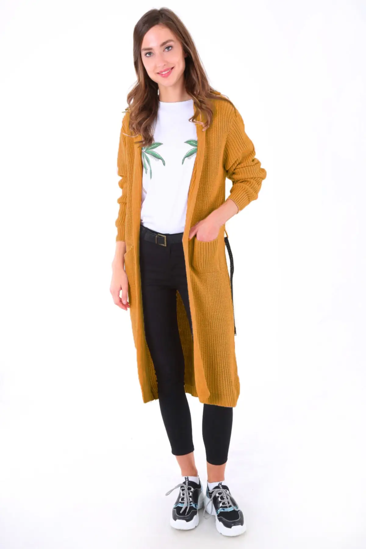 

Women's Cardigan 15693 Hooded sportswear-Mustard Casual Knitted Quality Fashion Cardigan Sweaters Loose Sweater Sweater Jumper