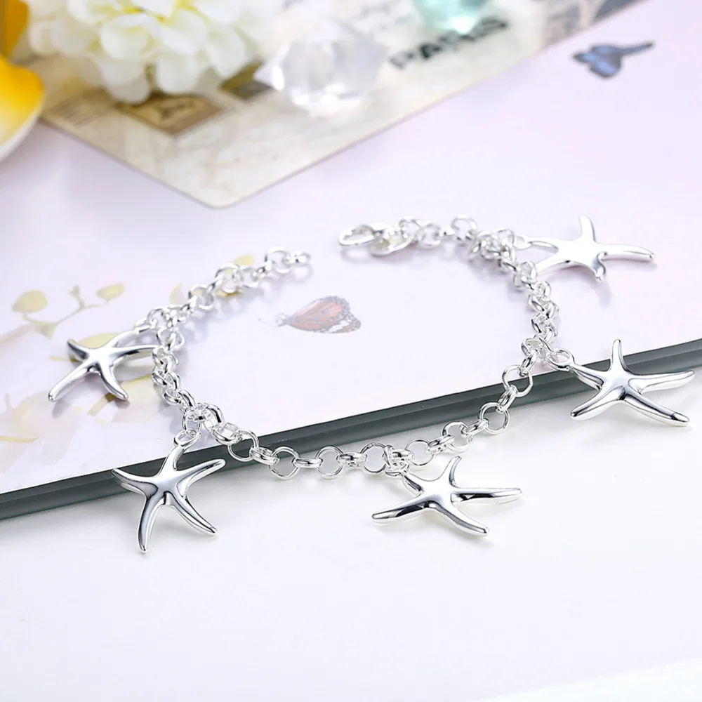 

Vintage 925 Stamp Starfish Bracelets For Women Charms Bangles Wedding Engagement Luxury Fashion Jewelry 2022 Jewellery Christmas
