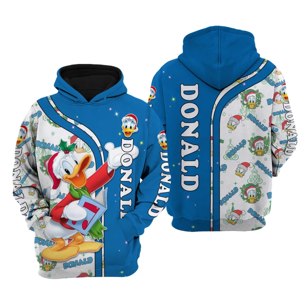 

Donald Duck Christmas 3D Hoodie Disney Christmas 3D Hoodie Fashion Casual Zip Up Sweatshirt