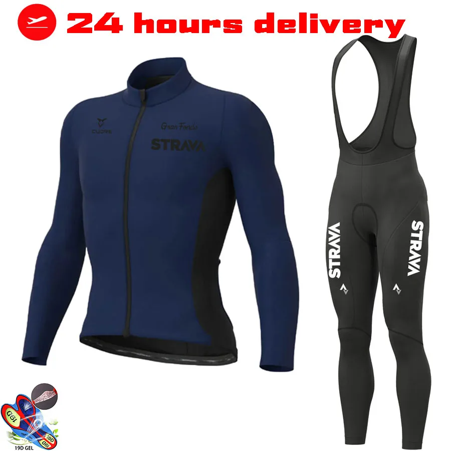 

2022 Mens Autumn Breathable Cycling Jersey Set New STRAVA Long Sleeve Cycling Clothing Mountain Bike Bib Pants Ropa Ciclismo