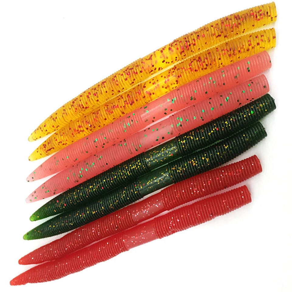 

5pcs Soft Worms Bass Fishing Lure 14cm 8g Soft Plastic Artificial Bait Wacky Rig Fishing Silicone Bass Pike Minnow Swimbait Lure