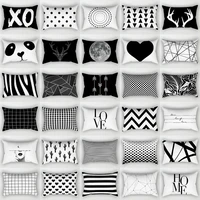 30x50cm rectangle black white pattern pillowcase heart shape geometric print sofa seatback cushion pillow cover home decor
