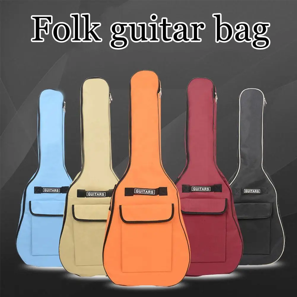 

40/41 Inches Folk Guitar Bag Double Shoulder Strap Guitar Classic Black High Backpack Padded Acoustic Guitar Quality B X4z2