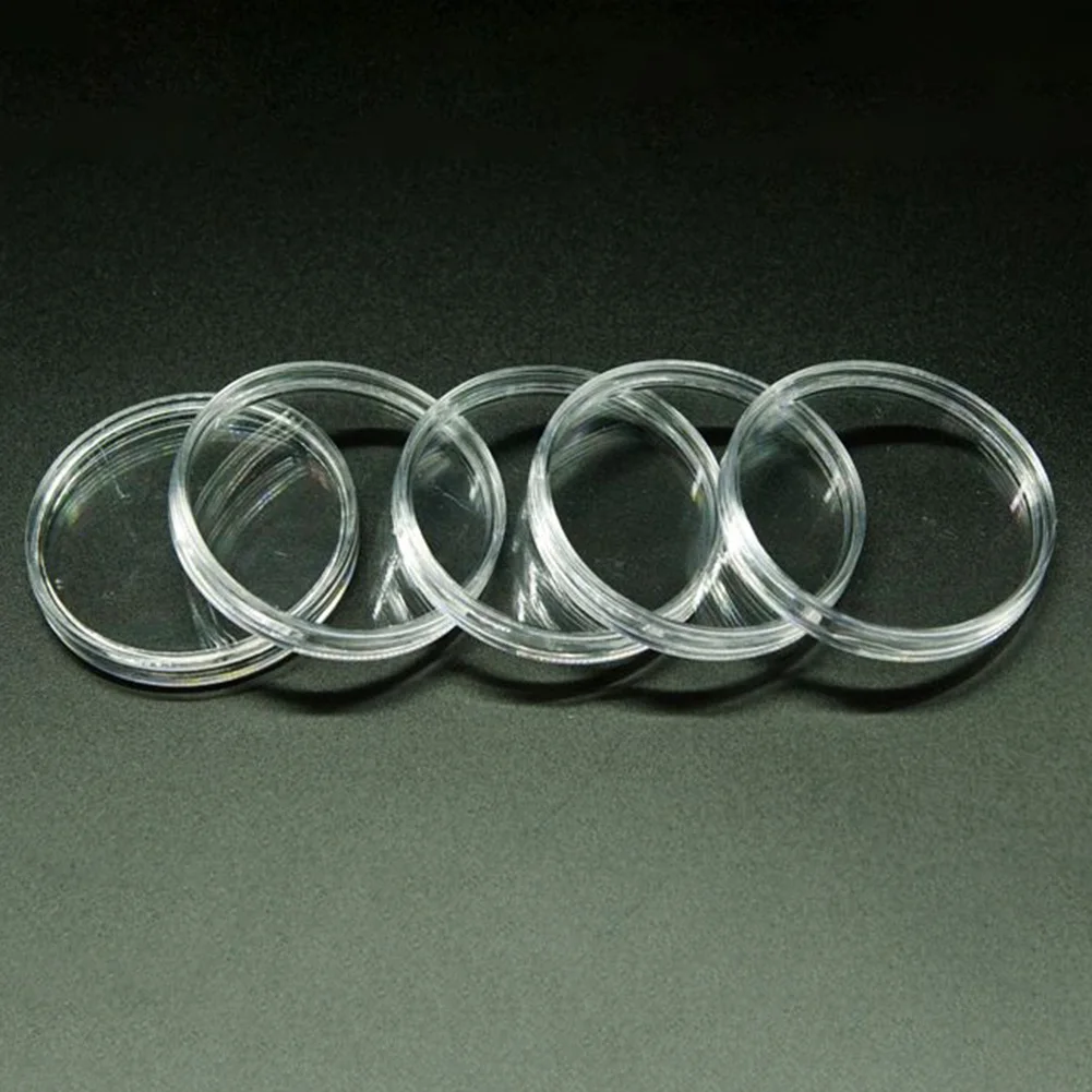 

10/25pcs 46mm Transparent Plastic Coin Holder Coin Collecting Box Case Capsule Adjustable With Inner Pad Coin Round Storage Box