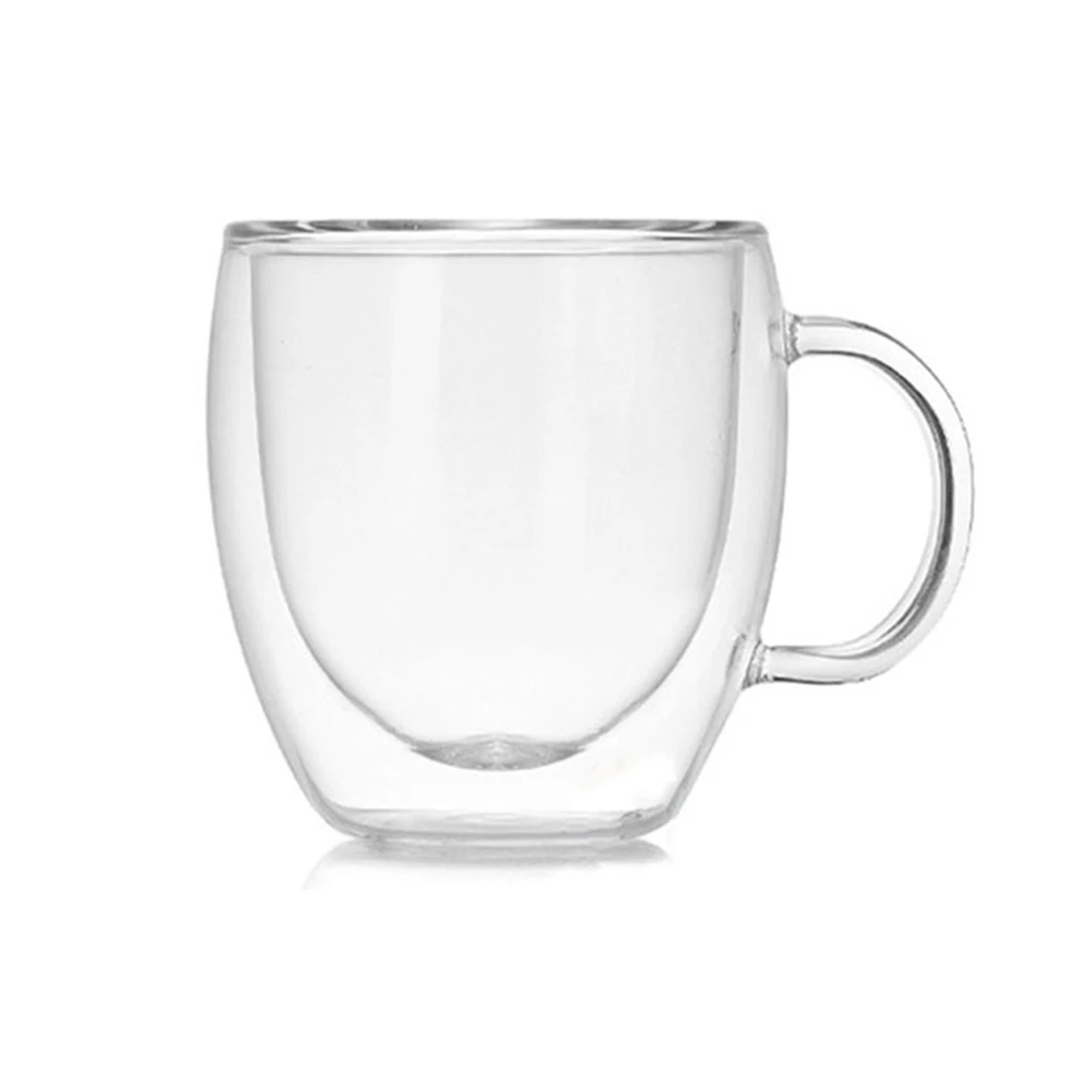 

Coffee Tea Cup Double Wall Glass Mug For Home Office Drinking Water With Handle
