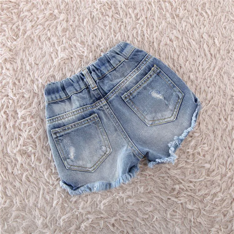 Summer New Kids Girl Short Jeans Pants Korean Fashion Baby Girl Pearl Hole Denim Shorts Kids Ripped Jeans Hot Pants for Girls enlarge