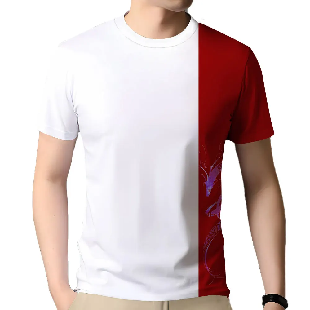 

Футболка мужская с коротким рукавом, Повседневная Свободная рубашка с принтом, уличная одежда, очень большой контрастный рисунок, на лето
