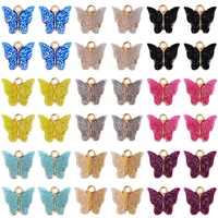 20pcs cute glitter butterfly charms for jewelry making women fashion drop earrings pendants necklaces accessory wholesale