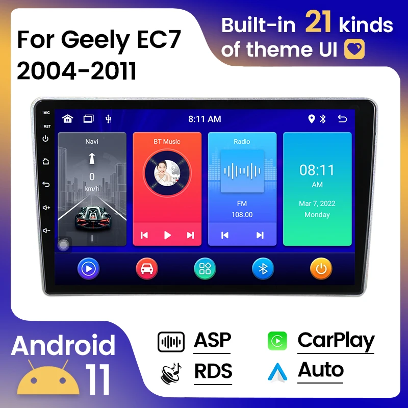 

Android 8G 128G 2DIN Car Radio For Geely Emgrand EC7 2004-2011 Navigation stereo GPS Multimedia Video Player Carplay+Auto WIFI