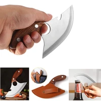 kitchen knife with finger hole meat cleaver boning butcher knife outdoor survival hunting knife fish chef knife with sheath