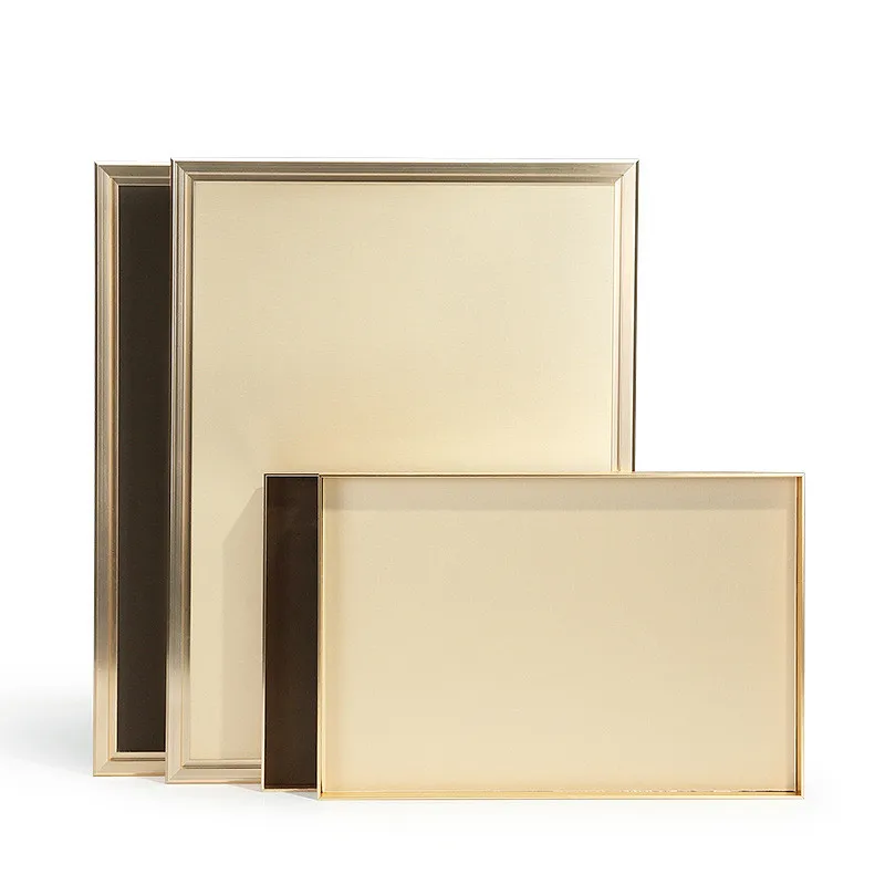 Gold Color Metal Frame Blank Jewelry Display Tray Necklack Ring Show Props Bracelet Pendant Organizer Box For Jewelry Shop