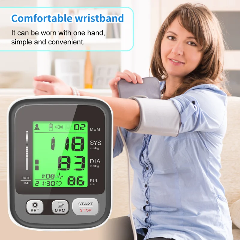 

Health Arm Band Automatische Blood Pressure Monitor Pols Sphgmomanometer Bloeddrukmeter BP Tonometer Pulse Meter Digital Lcd