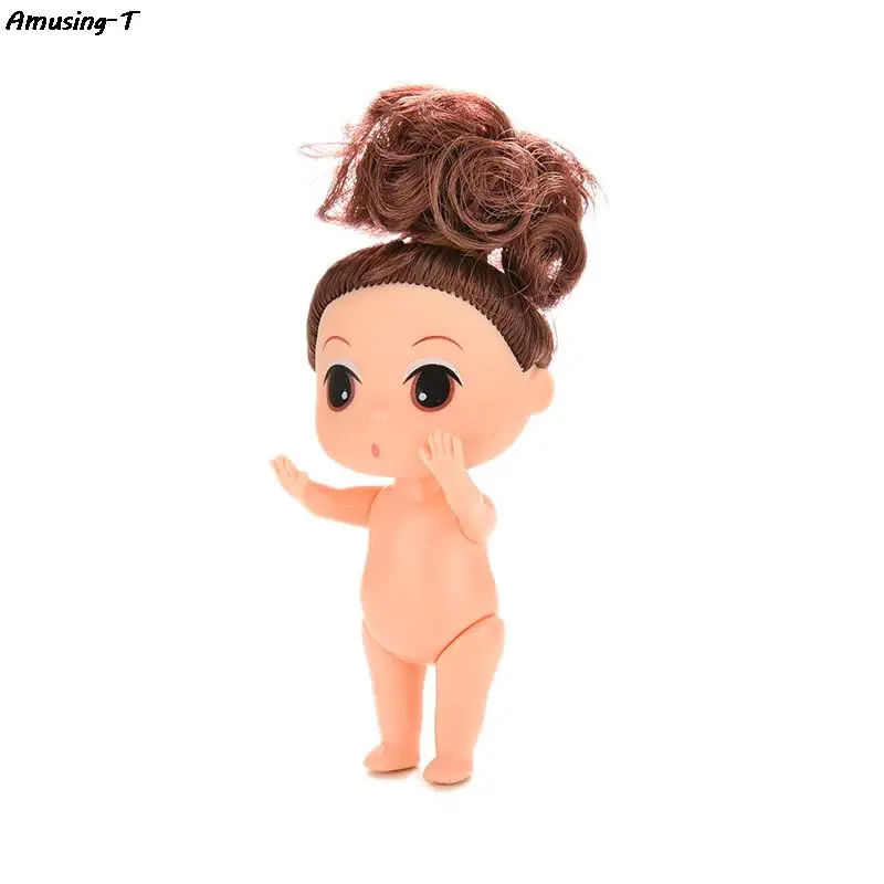 9cm Doll for Mini Ddung Dolls with Brown Bun Hair(Random color) Baking Mold Dolls Girl Toys 3.5