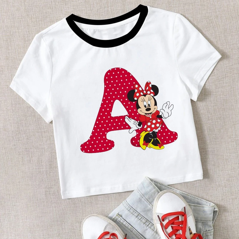 Женские летние укороченные топы с принтом Минни Маус |