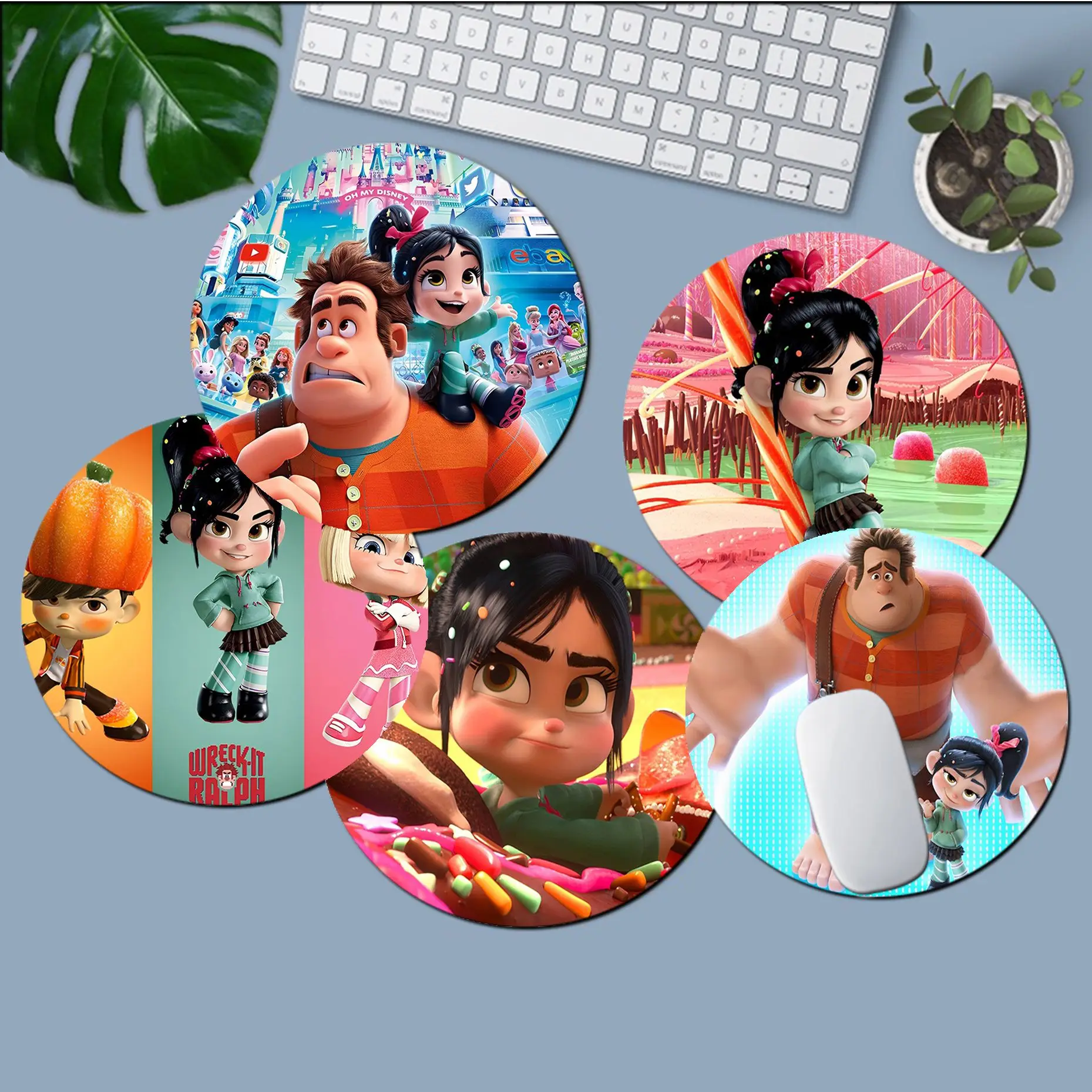 

Disney Anime Wreck-It Ralph 20x20cm Round Desktop Desk Mat Gaming Accessories Students Pad Mouse Pad Office Desk Accessories