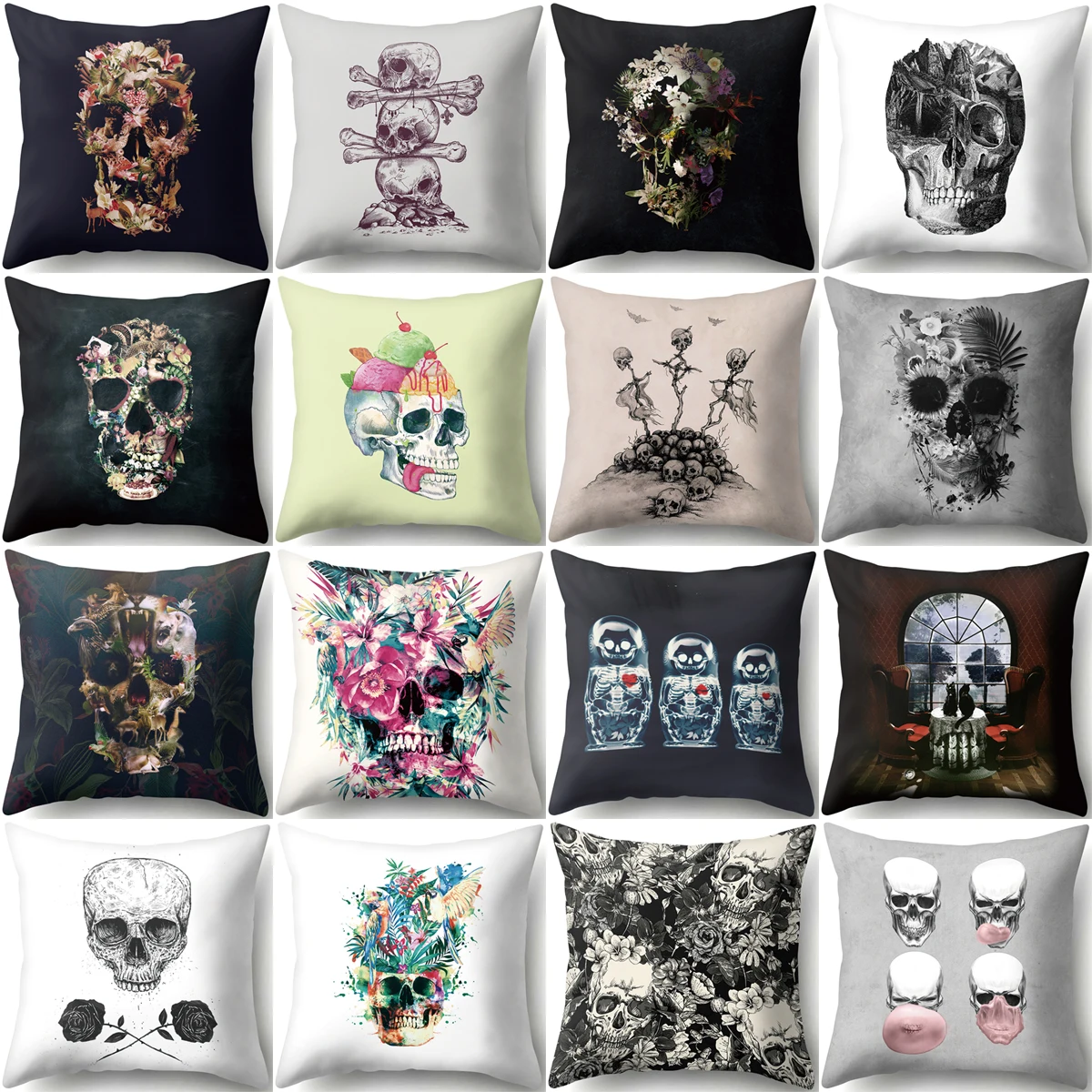 

ZHENHE чехол с изображением головы черепа, декоративная подушка для дома, чехол для подушки, размер 18x18 дюймов