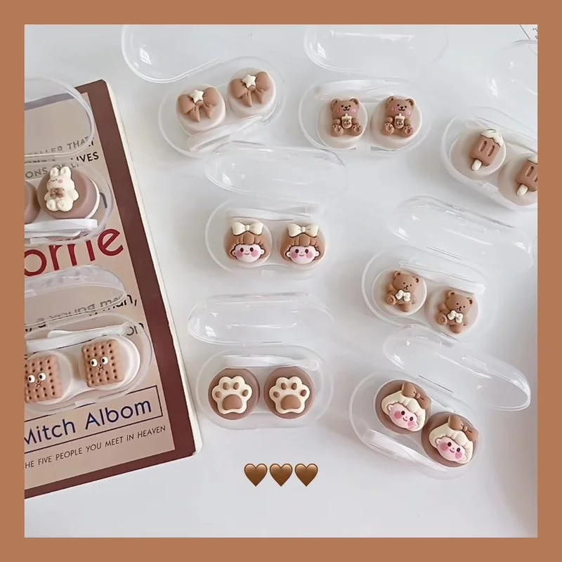 

1Pcs Lovely Warm Cat Contact Lens Case Women Cute Cartoon Color Lens Containers Portable Travel Set Eye Lenses Storage Box