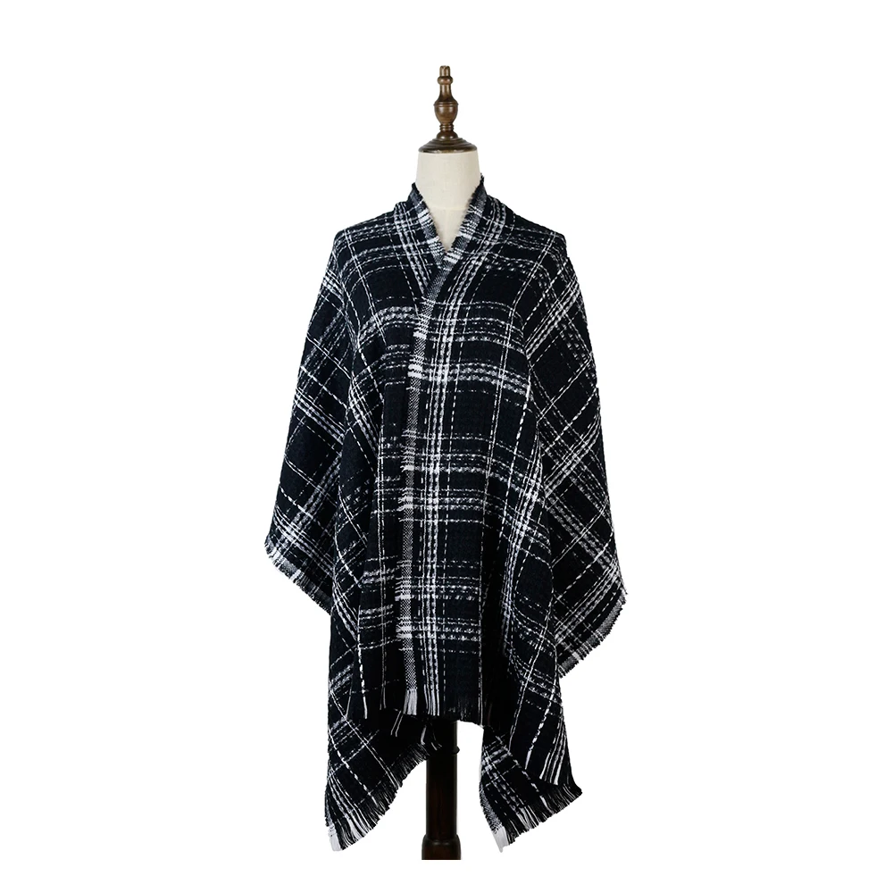 Женский клетчатый шарф зимняя шаль кашемировый акриловый плотного шелка