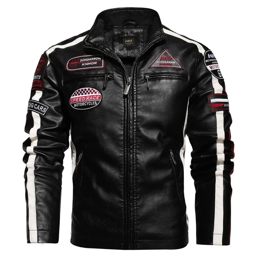 

In Velvet Casual Fashion Winter Jacke New Embroidered Autumn/winter Jacket Men 2020 Leather Pu For Jacket Aviator Motorcycle In