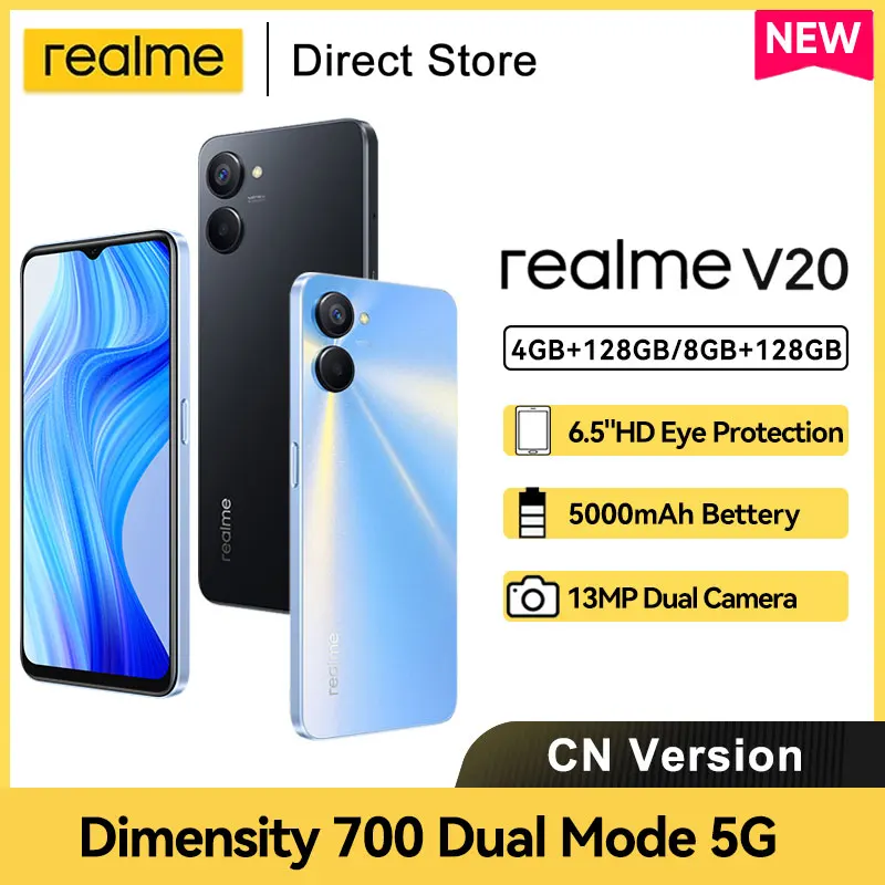  Смартфон realme V20, 6,5 дюйма, 8,1 мм, 5000 мАч, 4/128 ГБ 