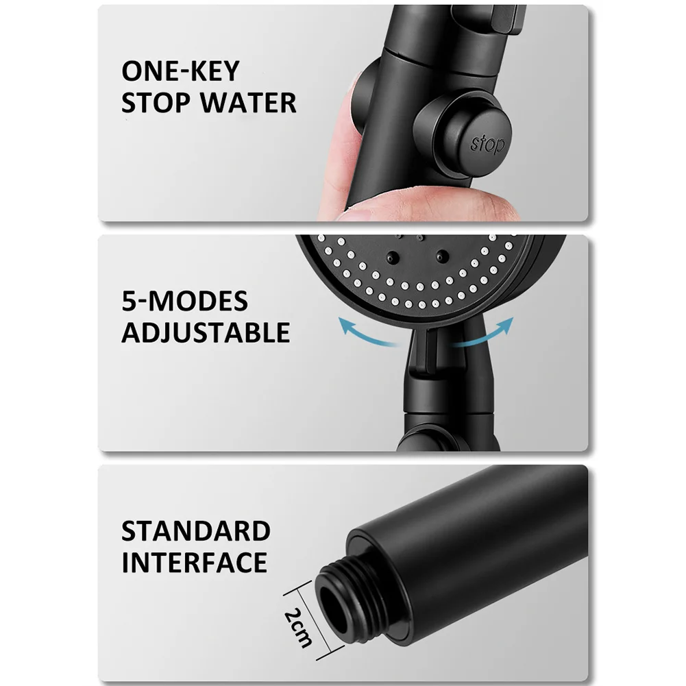 

Shower Head Black Water Saving Shower Head 5 Modes Adjustable High Pressure Shower One Touch Shower Лейка Для Душа