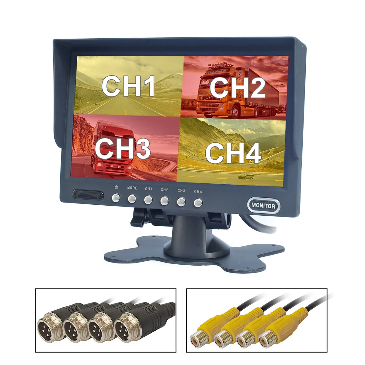 

DIYKIT 4PIN AV DC12V-24V 7icnh 4, Раздельный четырехъядерный ЖК-экран, дисплей, цвет детской модели для автомобиля, грузовика, автобуса, камеры заднего вида