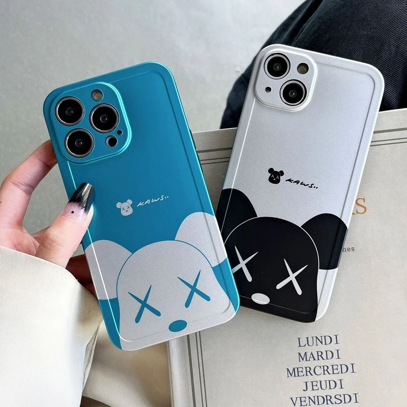 

Fashion Electroplated XX Bear Blue Silver Phone Case Cover for IPhone 7 8 Plus 11 12 13 Pro X XR XS Max Shockproof Case