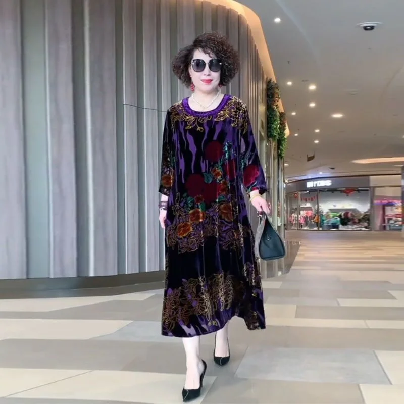 Женское золотистое бархатное Брендовое роскошное платье Новинка весна-осень 2024