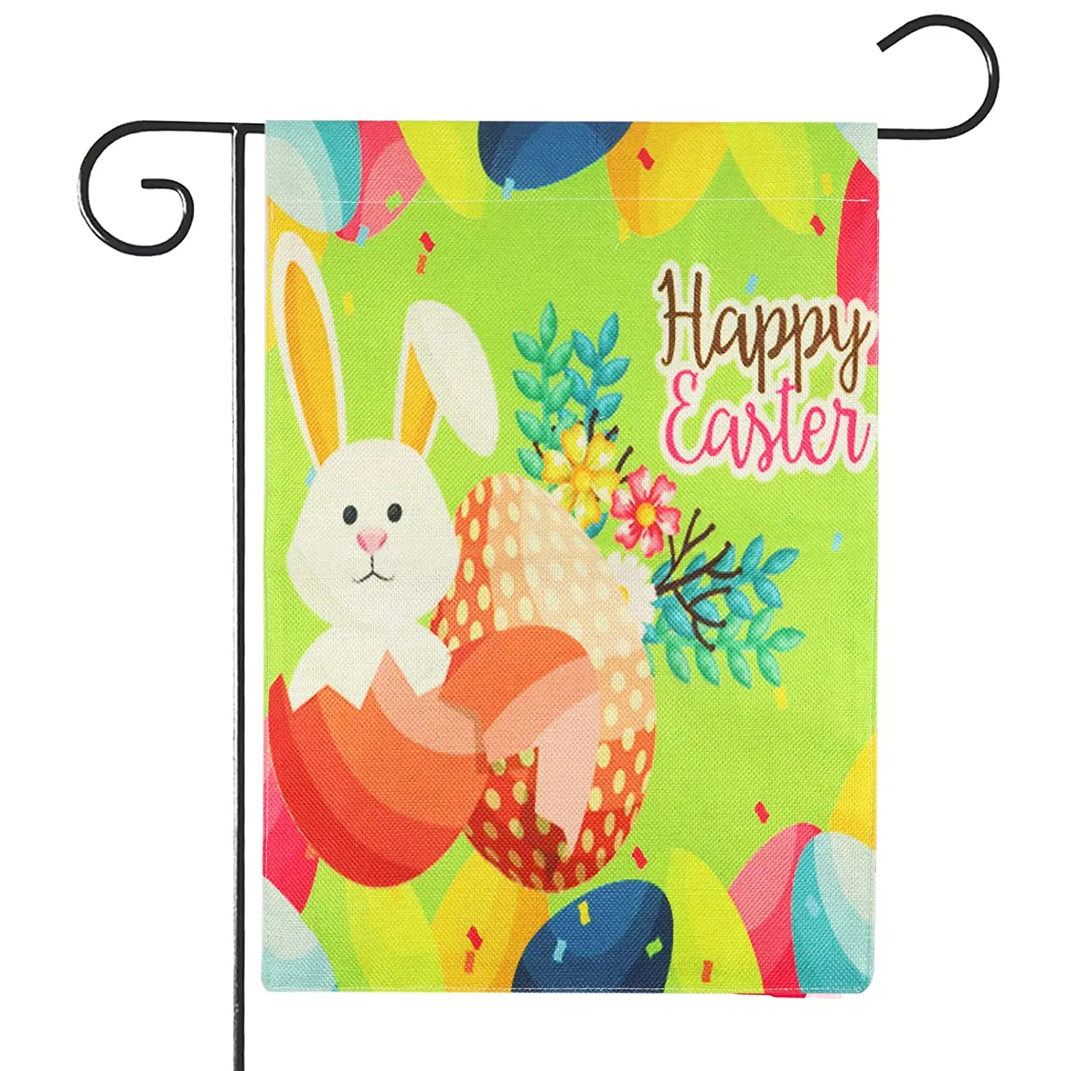 

Easter Garden Flag Happy Easter Yard Flag Easter Decorations for Outside 12x18 Inch Vertical Bunny Eggs Burlap Flag